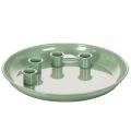 Floristik24 Piatto portacandele per corona d'Avvento verde con quattro portacandele, 24 cm