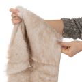 Runner da tavola beige con bordo in pelliccia sintetica, 24x140 cm | Floristik24.it