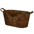 Floristik24 Ciotola ovale in metallo con manici, decorazione a cervo, finitura ruggine, 36 cm