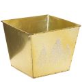 Floristik24 Vaso in metallo con motivo abete scintillante, 18 cm