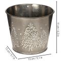 Fioriera in metallo con alberelli glitterati, 13 cm | Floristik24.it