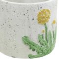 Floristik24 Fioriera in cemento tarassaco decorazione estiva vaso di fiori Ø12,5 cm H11 cm 3 pezzi