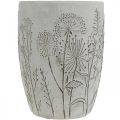 Floristik24 Vaso vaso da fiori bianco in cemento con fiori in rilievo vintage Ø14,5cm