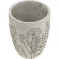 Floristik24 Vaso vaso da fiori bianco in cemento con fiori in rilievo vintage Ø14,5cm