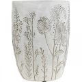 Floristik24 Vaso Concrete White Vaso di fiori con fiori in rilievo vintage Ø18cm