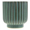 Floristik24 Vaso per piante, vaso in ceramica, fioriera ondulata verde, marrone Ø11.5cm H12.5cm