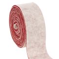 Floristik24 Cerniera per vaso bicolore realizzata in 100% lana con un nastro decorativo in feltro, bianco/rosso, larga 7,5 cm e lunga 5 m.