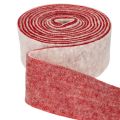 Cerniera per vaso bicolore realizzata in 100% lana con un nastro decorativo in feltro, bianco/rosso, larga 7,5 cm e lunga 5 m. | Floristik24.it