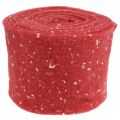 Floristik24 Nastro in feltro rosso con pois, nastro decorativo, nastro adesivo, feltro di lana rosso chiaro, bianco 15cm 5m