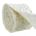 Floristik24 Nastro in feltro con fiori di lavanda, nastro decorativo, nastro per vasi, feltro di lana bianco crema 15 cm 5 m