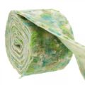 Floristik24 Nastro per vasi, decorazione primaverile, nastro in feltro verde, blu, bianco screziato 15cm 5m