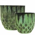 Floristik24 Fioriera in metallo vaso da fiori vintage verde Ø14/12cm set di 2