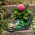 Floristik24 Decorazione fioriera, scarpa verde con riccio, ceramica 14x13cm H13cm