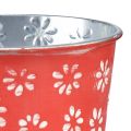 Floristik24 Fioriera mini vaso da fiori rosso bianco floreale in metallo Ø10,5 cm H10,5 cm