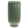 Floristik24 Vaso in ceramica, decorazioni per la tavola, vaso decorativo scanalato verde, marrone Ø10.5cm H21.5cm