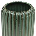 Floristik24 Vaso in ceramica, decorazioni per la tavola, vaso decorativo scanalato verde, marrone Ø10.5cm H21.5cm