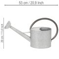 Annaffiatoio vintage in metallo, grigio argento, elegante decorazione da giardino, vaso per fiori, L53cm H29cm | Floristik24.it