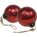 Floristik24 Palline di Natale vintage palle di albero di Natale in vetro rosse Ø10cm 2pz