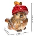 Statuetta decorativa di uccello con cappello di mela rossa, decorazione autunnale, 13 cm | Floristik24.it