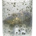 Floristik24 Candela in vetro bicolore vaso lanterna trasparente, argento H14cm Ø10cm