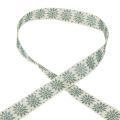 Floristik24 Nastro natalizio con fiocchi di neve bianco verde 25mm 20m