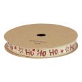 Floristik24 Nastro natalizio Nastro regalo “Ho Ho Ho” beige 15 mm 15 m