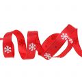 Floristik24 Nastro natalizio con fiocco di neve rosso 15mm 20m