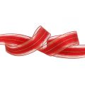 Floristik24 Nastro natalizio con righe lurex trasparente rosso 25mm 25m