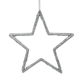 Floristik24 Ciondolo stella decorazione natalizia argento glitter 12 cm 12 pezzi