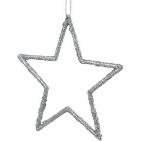 Floristik24 Ciondolo stella decorazione natalizia argento glitter 12 cm 12 pezzi