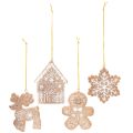 Floristik24 Decorazioni natalizie, design torta al miele, renna, omino di pan di zenzero, fiocco di neve, 7 cm, 4 pezzi