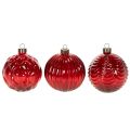 Palline di Natale in vetro, rosse, 8 cm, 12 pezzi | Floristik24.it