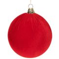 Floristik24 Pallina di Natale effetto velluto rosso, grande pallina per albero di Natale da 20 cm, 3 pezzi