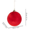 Pallina di Natale effetto velluto rosso, grande pallina per albero di Natale da 20 cm, 3 pezzi | Floristik24.it