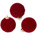 Floristik24 Palline di Natale, superficie vellutata, rosse, 8 cm, 12 pezzi