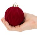 Palline di Natale, superficie vellutata, rosse, 8 cm, 12 pezzi | Floristik24.it