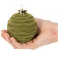 Palline per albero di Natale, effetto velluto, verdi, mix di texture, 8 cm, 12 pezzi. Palline di Natale, verde muschio floccato, palline di plastica, verde muschio floccato. Cordoncini di cotone inclusi per ogni pallina. | Floristik24.it