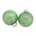 Floristik24 Palla di Natale, decorazioni per l&#39;albero di Natale, palla di vetro verde marmorizzata H6.5cm Ø6cm vero vetro 24pz