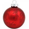 Floristik24 Palla dell&#39;albero di Natale, pendente dell&#39;albero, palla di Natale marmorizzata rossa H6.5cm Ø6cm vero vetro 24 pezzi
