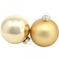 Floristik24 Palla dell&#39;albero, decorazioni per l&#39;albero di Natale, palla di Natale dorata H8.5cm Ø7.5cm vero vetro 12 pezzi
