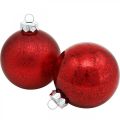 Floristik24 Addobbi per l&#39;albero di Natale, ciondoli per alberi, palline di Natale rosso marmorizzato H8.5cm Ø7.5cm vero vetro 14pz