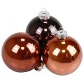 Floristik24 Palline di Natale in vetro marrone mix palline per albero lucide Ø7,5 cm 12 pezzi