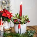 Floristik24 Vaso natalizio con gnomo, decorazione dell&#39;avvento, fioriera in cemento bianco, rosso Ø8cm H12.5cm 2 pezzi
