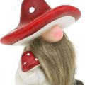 Floristik24 Deco elfo in ceramica cappello a fungo decorazione da tavola rosso, bianco H10.5cm 3 pezzi