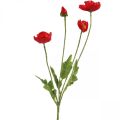 Floristik24 Fiore rosso papavero artificiale con 4 fiori di papavero H60cm