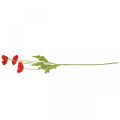Floristik24 Fiore rosso papavero artificiale con 4 fiori di papavero H60cm