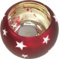 Floristik24 Lanterna in vetro tealight in vetro con stelle rosse Ø12cm H9cm