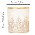 Portacandele in vetro con motivo floreale, Ø8cm H9cm, 2 pezzi | Floristik24.it