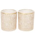 Floristik24 Portacandele in vetro con motivo paisley, Ø8cm, H9cm, 2 pezzi