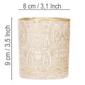 Portacandele in vetro con motivo paisley, Ø8cm, H9cm, 2 pezzi | Floristik24.it